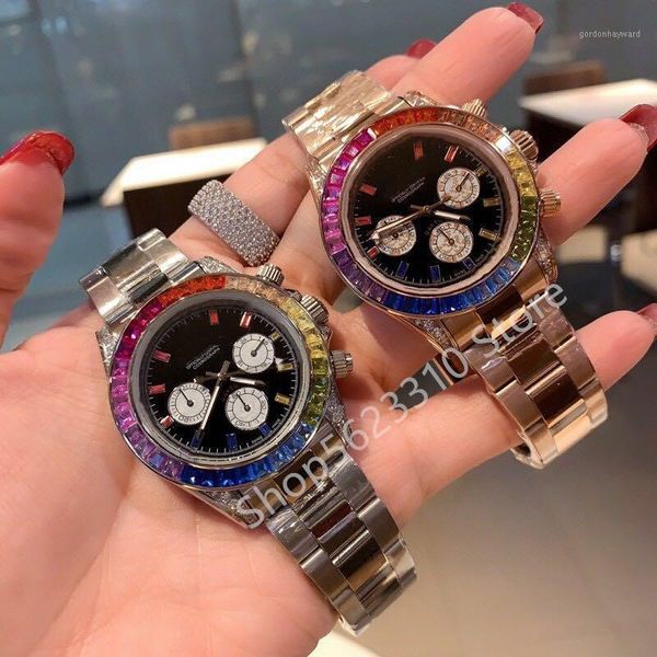 luxury men women quartz watch colorful bezel clock stainless steel chronograph watches relogio masculino wristwatches, Slivery;brown
luxury men women quartz watch colorful bezel clock stainless steel chronograph watches relogio masculino wristwatches, Slivery;brown
