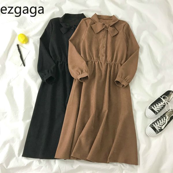 ezgaga french style women dress vintage long sleeve bowknot spring solid loose sweet ladies high waist elegant dress vestidos 210430, Black;gray
ezgaga french style women dress vintage long sleeve bowknot spring solid loose sweet ladies high waist elegant dress vestidos 210430, Black;gray