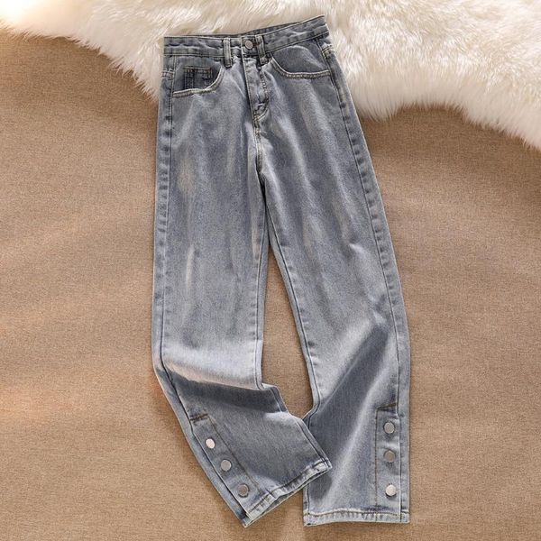 women's jeans high waist women summer thin split design straight pants femme street fashion denim trouser bottoms, Blue
women's jeans high waist women summer thin split design straight pants femme street fashion denim trouser bottoms, Blue