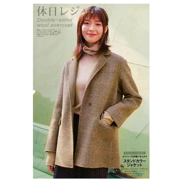 women's wool & blends hand-sewn fleece fashion plaid coat women suit autumn and winter office lady woolen clothing k259, Black
women's wool & blends hand-sewn fleece fashion plaid coat women suit autumn and winter office lady woolen clothing k259, Black