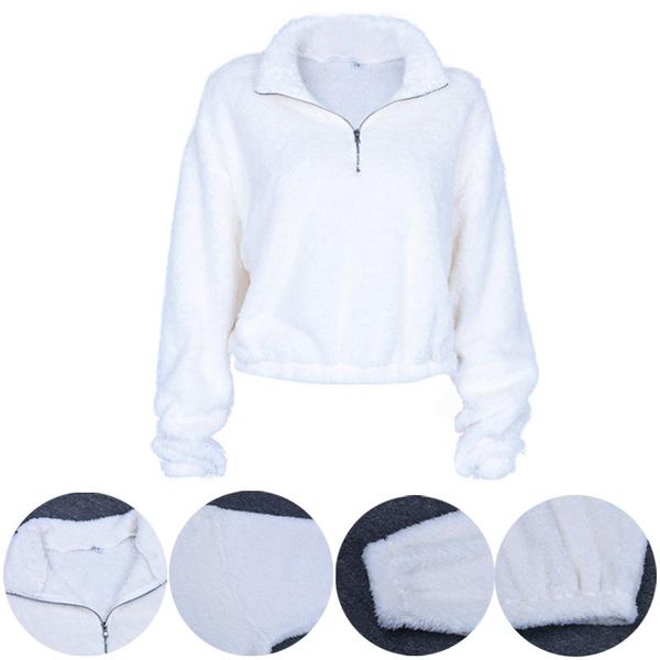 women's hoodies & sweatshirts fashion comfortable long sleeve faux wool white soft women solid coat jacket zipper high neck warm 1pc, Black
women's hoodies & sweatshirts fashion comfortable long sleeve faux wool white soft women solid coat jacket zipper high neck warm 1pc, Black