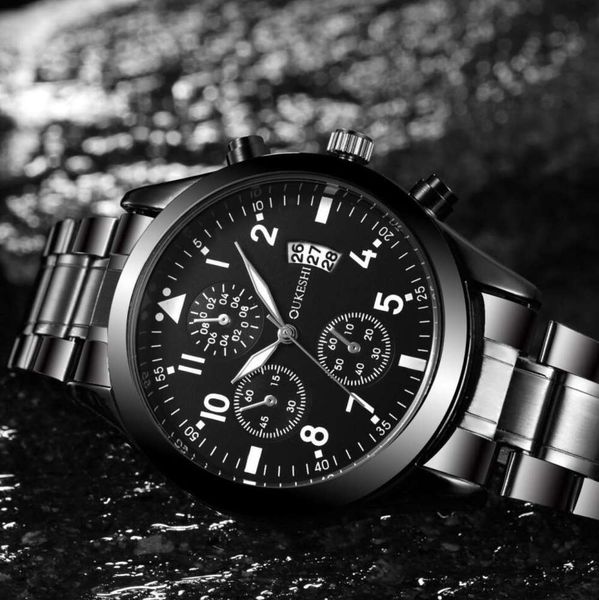 watch fashion men's business trend three eye calendar black technology quartz, Slivery;brown
watch fashion men's business trend three eye calendar black technology quartz, Slivery;brown