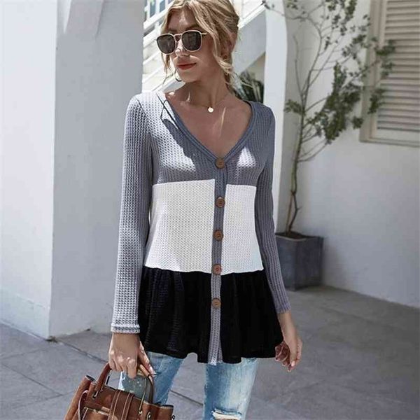 women casual button autumn winter sweater cardigan v neck long sleeve patchwork color ropa mujer coat 210520, White
women casual button autumn winter sweater cardigan v neck long sleeve patchwork color ropa mujer coat 210520, White