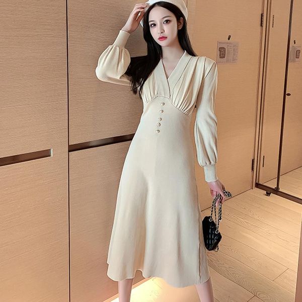 casual dresses ljsxls autumn elegant solid knitted mid-calf button v neck winter slim party female sweater dress vestido de mujer, Black;gray
casual dresses ljsxls autumn elegant solid knitted mid-calf button v neck winter slim party female sweater dress vestido de mujer, Black;gray