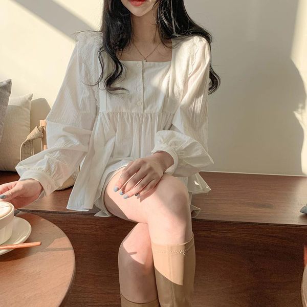 women's blouses & shirts fall 2021 square neck lantern sleeve women shirt lace blouse loose cute womens and chemise blusa mujer, White
women's blouses & shirts fall 2021 square neck lantern sleeve women shirt lace blouse loose cute womens and chemise blusa mujer, White