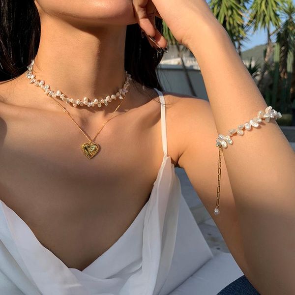light luxury retro natural petals fresh water pearl temperament necklace neck chain same bracelet female chokers, Golden;silver
light luxury retro natural petals fresh water pearl temperament necklace neck chain same bracelet female chokers, Golden;silver