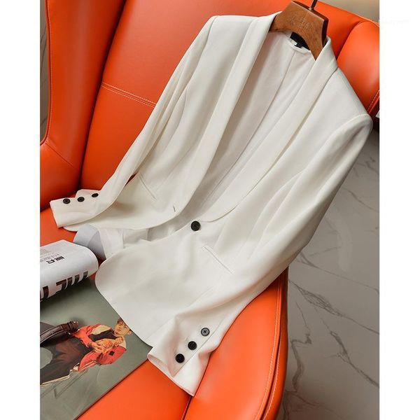 green fruit collar commuter white suit jacket women spring and summer 2021 women's suits & blazers, White;black
green fruit collar commuter white suit jacket women spring and summer 2021 women's suits & blazers, White;black