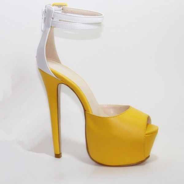 novelty elegant yellow and white leather with straps 16 cm high-heeled sandals. size: 35-45 sandals, Black
novelty elegant yellow and white leather with straps 16 cm high-heeled sandals. size: 35-45 sandals, Black