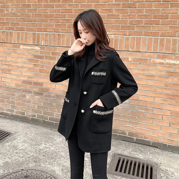 women's wool & blends women winter coat streetwear ladies trench korean fashion female loose, Black
women's wool & blends women winter coat streetwear ladies trench korean fashion female loose, Black