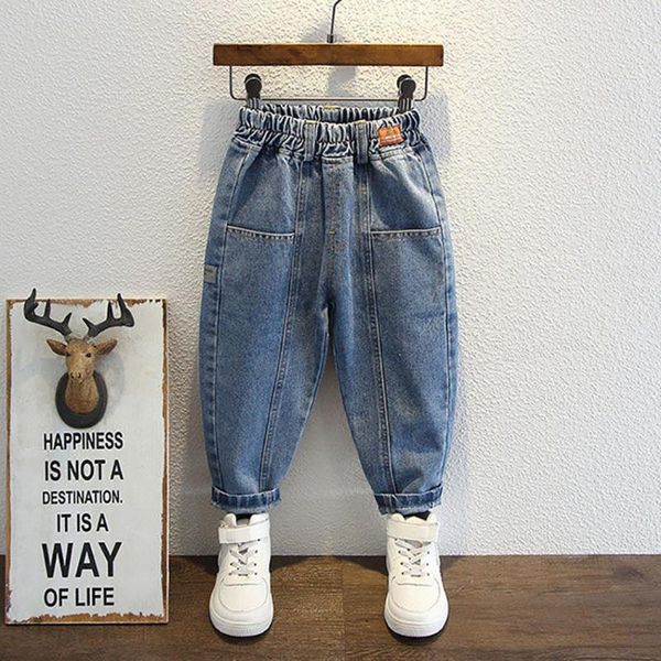 design good quality factory price fashion selling children's solid color pocket loose-fitting casual jeans, Blue
design good quality factory price fashion selling children's solid color pocket loose-fitting casual jeans, Blue