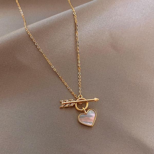pendant necklaces one arrow pierced heart necklace korean simple personality temperament shell love clavicle chain women's net red tren, Silver
pendant necklaces one arrow pierced heart necklace korean simple personality temperament shell love clavicle chain women's net red tren, Silver