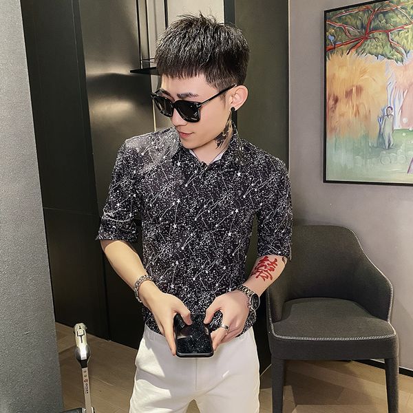 t shirts korean summer chemise homme fashions 2021 half sleeve men's casual fit fine night club/streetwear/graduation tuxedo dress c84b, White;black
t shirts korean summer chemise homme fashions 2021 half sleeve men's casual fit fine night club/streetwear/graduation tuxedo dress c84b, White;black