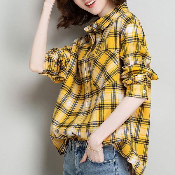 women's blouses & shirts plaid women button up full sleeve casual yellow red green lapel korean fashion clothing loose overshirts sprin, White
women's blouses & shirts plaid women button up full sleeve casual yellow red green lapel korean fashion clothing loose overshirts sprin, White