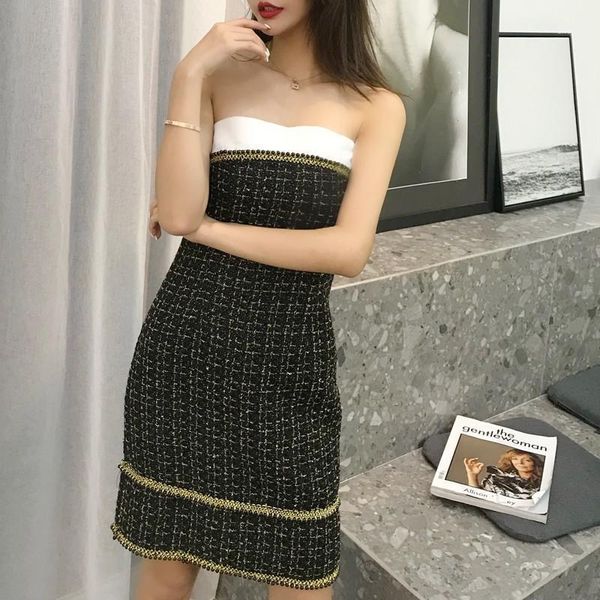 two piece dress elegant women set short tweed jacket bodysuit strapless office ladies outfits plaid spliced party suits, White
two piece dress elegant women set short tweed jacket bodysuit strapless office ladies outfits plaid spliced party suits, White