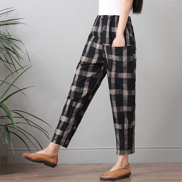 spring summer fashion women harem pants elastic waist loose casual plaid cotton ankle-length ladies trousers d60 211115, Black;white
spring summer fashion women harem pants elastic waist loose casual plaid cotton ankle-length ladies trousers d60 211115, Black;white