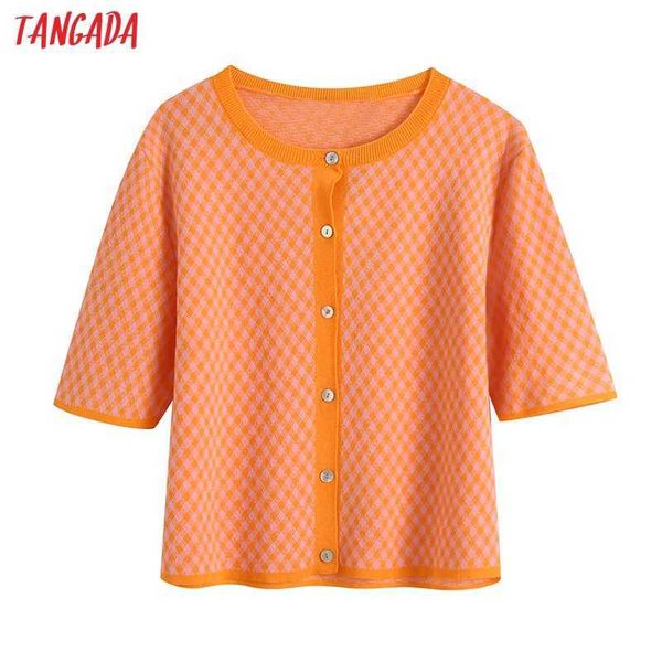 tangada women orange plaid pattern cardigan vintage jumper lady fashion knitted cardigan coat be944 210609, White;black
tangada women orange plaid pattern cardigan vintage jumper lady fashion knitted cardigan coat be944 210609, White;black