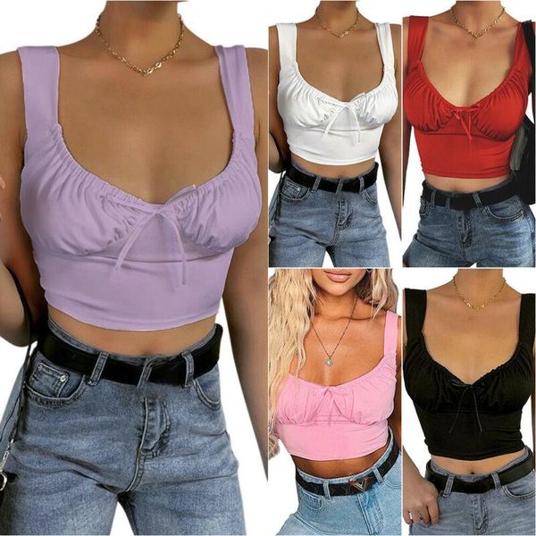 women's tanks & camis womens plain sleeveless vest cropped tank ladies casual slim deep v-neck drawstring solid color fashion, White
women's tanks & camis womens plain sleeveless vest cropped tank ladies casual slim deep v-neck drawstring solid color fashion, White
