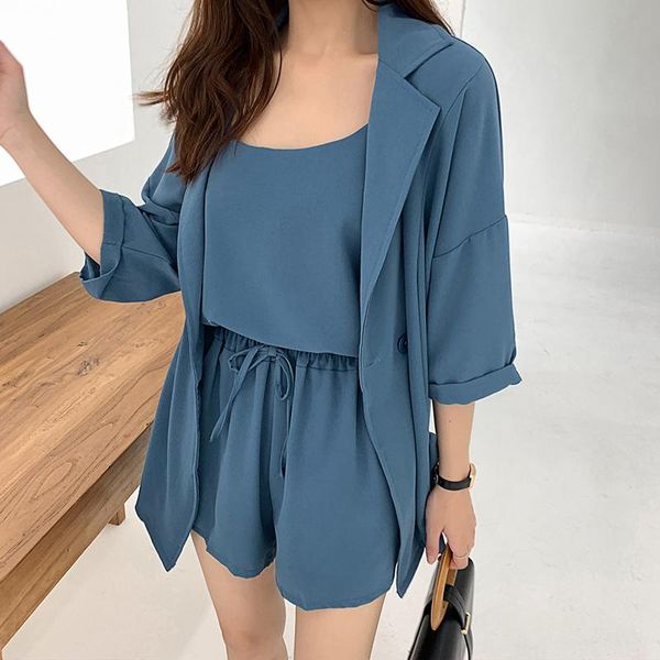women's tracksuits 2021 women set summer autumn 3 pieces suits blazers+camisole+shorts casual solid jackets+shorts elastic wasit, Gray
women's tracksuits 2021 women set summer autumn 3 pieces suits blazers+camisole+shorts casual solid jackets+shorts elastic wasit, Gray