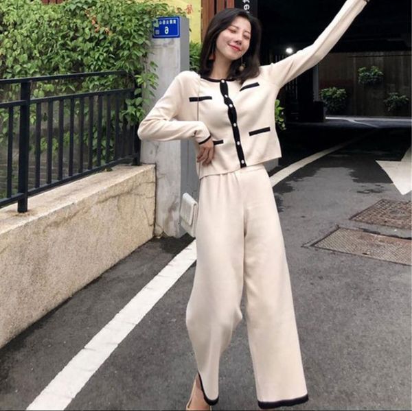 recommend 2 pieces set knitted sweater long sleeve women +elastic waist wide leg pants spring summer elegant women's two piece, White
recommend 2 pieces set knitted sweater long sleeve women +elastic waist wide leg pants spring summer elegant women's two piece, White