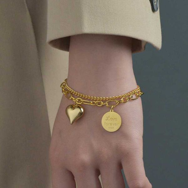 link, chain 316l stainless steel fashion upscale jewelry 2 layer couples love forever heart round charm bracelets bangle for women, Black
link, chain 316l stainless steel fashion upscale jewelry 2 layer couples love forever heart round charm bracelets bangle for women, Black