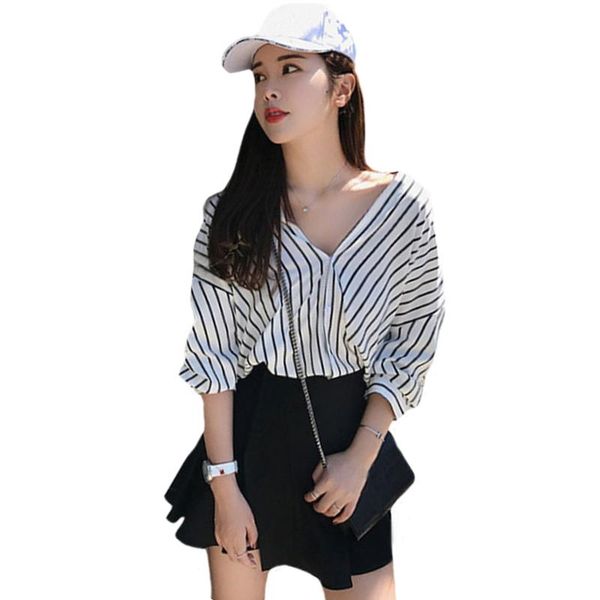 women's blouses & shirts shopping daily 3/4 sleeves summer loose fashion casual dating striped v neck women shirt, White
women's blouses & shirts shopping daily 3/4 sleeves summer loose fashion casual dating striped v neck women shirt, White