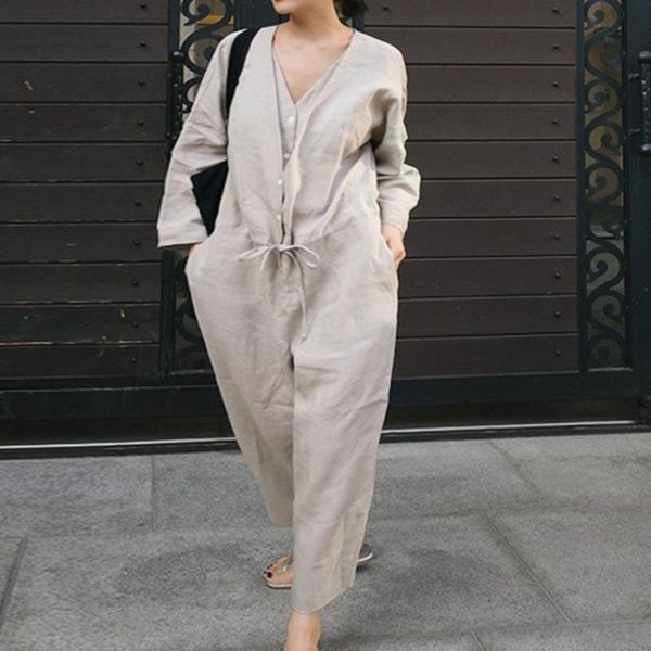 women's jumpsuits & rompers fashion solid color double v-neck drawstring waist cotton linen plus woman jumpsuit personality tide autumn, Black;white
women's jumpsuits & rompers fashion solid color double v-neck drawstring waist cotton linen plus woman jumpsuit personality tide autumn, Black;white