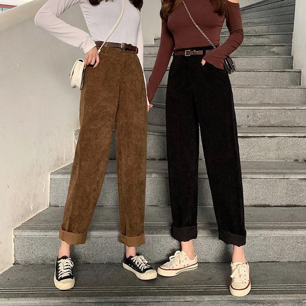 hoge taille corduroy wijde pijpen broek vrouwelijke vintage bruin zwart rechte zonder riem vrouwen casual harajuku bodems women's pants, Black;white
hoge taille corduroy wijde pijpen broek vrouwelijke vintage bruin zwart rechte zonder riem vrouwen casual harajuku bodems women's pants, Black;white