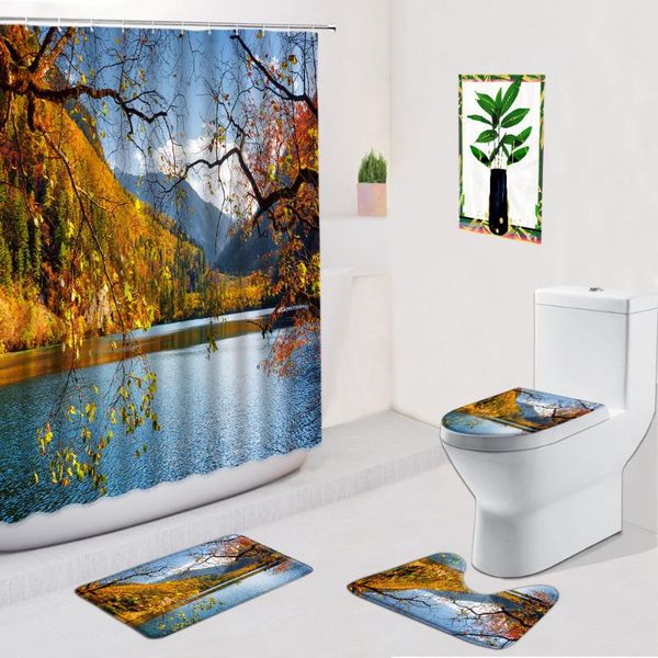 shower curtains mountain water scenery curtain 4pcs set forest autumn fallen leaves anti-slip bath mat toilet bathroom decor carpet rugs
shower curtains mountain water scenery curtain 4pcs set forest autumn fallen leaves anti-slip bath mat toilet bathroom decor carpet rugs