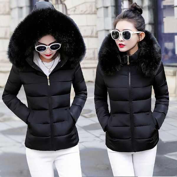 women's down & parkas winter female jacket 2021 hooded coat fake fur collar woman plus size women short, Black
women's down & parkas winter female jacket 2021 hooded coat fake fur collar woman plus size women short, Black