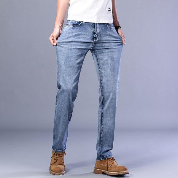 summer men's vintage light blue gray thin jeans advanced stretch regular fit denim trousers male brand pants
summer men's vintage light blue gray thin jeans advanced stretch regular fit denim trousers male brand pants