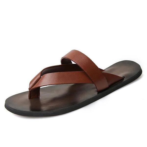 slippers flat with beach fashion outside men's leisure concise genuine leather summer flip flops sewing men shoes, Black
slippers flat with beach fashion outside men's leisure concise genuine leather summer flip flops sewing men shoes, Black