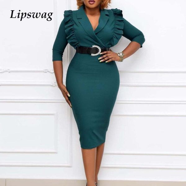 fashion office lady dress ruffle v neck bodycon women elegant three-quarter sleeve party vestidos plus size casual dresses, Black;gray
fashion office lady dress ruffle v neck bodycon women elegant three-quarter sleeve party vestidos plus size casual dresses, Black;gray