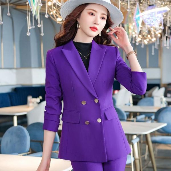 women's two piece pants autumn winter dress korean formal women's office purple long sleeve jacket coat work clothes 2-piece suit, White
women's two piece pants autumn winter dress korean formal women's office purple long sleeve jacket coat work clothes 2-piece suit, White