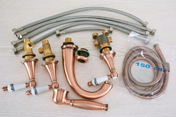 bathroom sink faucets antique red copper brass deck 5 holes bathtub mixer faucet handheld shower widespread set basin water tap atf208
bathroom sink faucets antique red copper brass deck 5 holes bathtub mixer faucet handheld shower widespread set basin water tap atf208