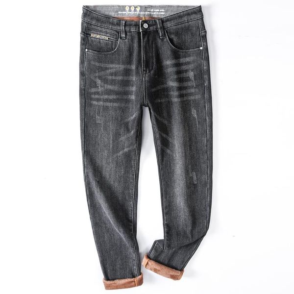 men's jeans 2021 winter black warm men fleece plus velvet trousers regular fit slim straight business casual denim pants male, Blue
men's jeans 2021 winter black warm men fleece plus velvet trousers regular fit slim straight business casual denim pants male, Blue