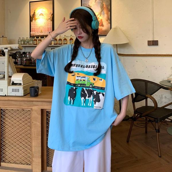 women's t-shirt short-sleeved women tees 2021 summer casual loose cartoon graphic print t shirt female gray aesthetic clothing, White
women's t-shirt short-sleeved women tees 2021 summer casual loose cartoon graphic print t shirt female gray aesthetic clothing, White