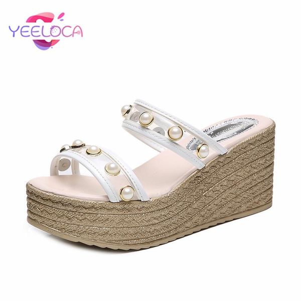 slippers yeeloca women summer wedges high heels string bead open toe polka dot outside slides casual shoes woman, Black
slippers yeeloca women summer wedges high heels string bead open toe polka dot outside slides casual shoes woman, Black