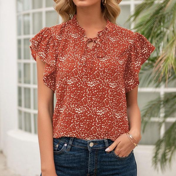 women's blouses & shirts polka dot printed blouse women summer ruffle shirt ladies short sleeve bow lace up plus size fashion o-neck cu, White
women's blouses & shirts polka dot printed blouse women summer ruffle shirt ladies short sleeve bow lace up plus size fashion o-neck cu, White