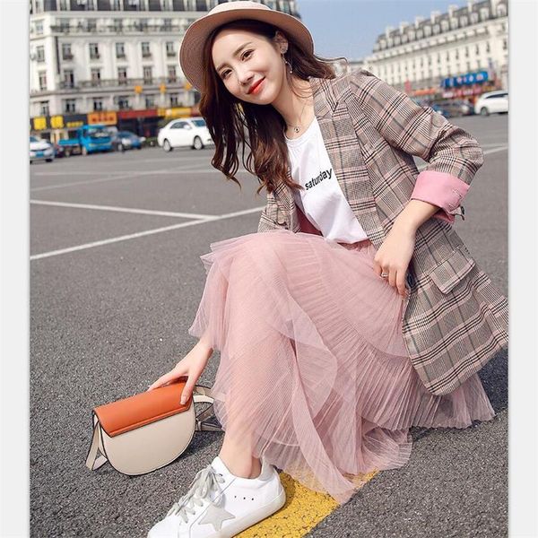 women's jackets 2021 spring and autumn fashion ladies thin section casual wild lattice net red suit, Black;brown
women's jackets 2021 spring and autumn fashion ladies thin section casual wild lattice net red suit, Black;brown