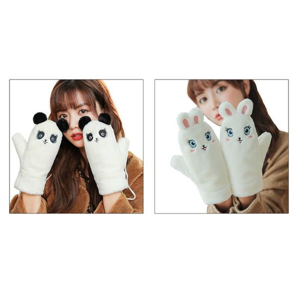 five fingers gloves women winter fuzzy fluffy plush full finger with string cartoon panda embroidery mittens windproof thermal hand, Blue;gray
five fingers gloves women winter fuzzy fluffy plush full finger with string cartoon panda embroidery mittens windproof thermal hand, Blue;gray