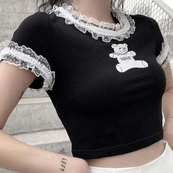 women's t-shirt qweek gothic t shirts women kpop funny bear print graphic shirt korean summer 2021 e girl lace crop clothing, White
women's t-shirt qweek gothic t shirts women kpop funny bear print graphic shirt korean summer 2021 e girl lace crop clothing, White