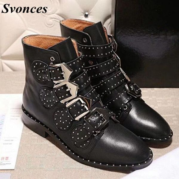 boots black punk buckle ankle for women studded straps flat real leather motorcycle shoes zapatos mujer
boots black punk buckle ankle for women studded straps flat real leather motorcycle shoes zapatos mujer