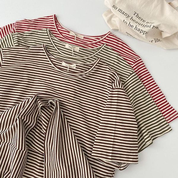 women's t-shirt striped loose women casual o-neck short sleeve straight oversize cotton pullover femme summer korean style, White
women's t-shirt striped loose women casual o-neck short sleeve straight oversize cotton pullover femme summer korean style, White