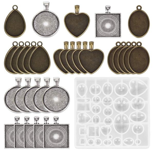 3 sets of time sile mold set round square love oval alloy pendant bottom bracket, White
3 sets of time sile mold set round square love oval alloy pendant bottom bracket, White