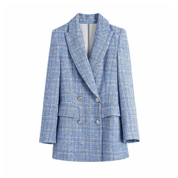 women's office suit spring and autumn plaid blue elegant long sleeve jacket fashion loose blazer coat 210527, White;black
women's office suit spring and autumn plaid blue elegant long sleeve jacket fashion loose blazer coat 210527, White;black