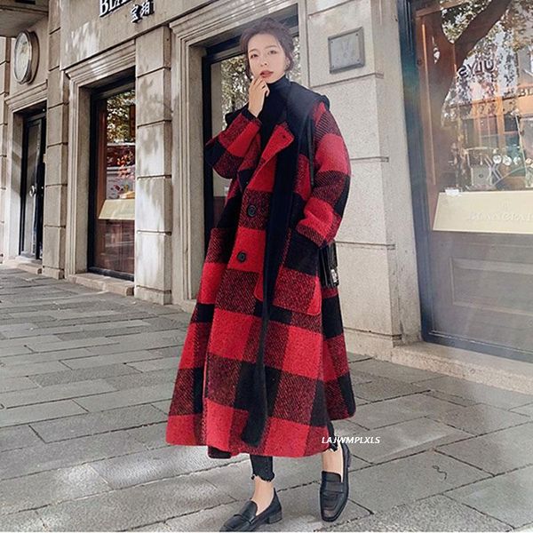 women's wool & blends long vintage red palid woolen coat women with hooded 2021 winter thick warm female over knee thicken fashion over, Black
women's wool & blends long vintage red palid woolen coat women with hooded 2021 winter thick warm female over knee thicken fashion over, Black
