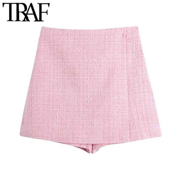 traf women chic fashion tweed shorts skirts vintage high waist back zipper female skort mujer 210624, White;black
traf women chic fashion tweed shorts skirts vintage high waist back zipper female skort mujer 210624, White;black