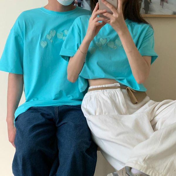 women's t-shirt summer korean 2021 loose love embroidery couple clothing o-neck casual solid woman tshirts ins hipster harajuku tees, White
women's t-shirt summer korean 2021 loose love embroidery couple clothing o-neck casual solid woman tshirts ins hipster harajuku tees, White