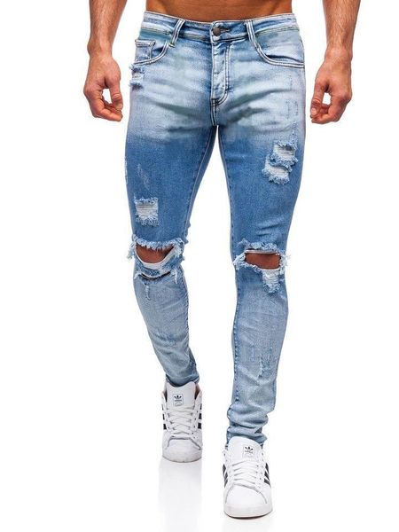 men's jeans mens ripped distressed skinny denim pants casual stretch slim fit trousers, Blue
men's jeans mens ripped distressed skinny denim pants casual stretch slim fit trousers, Blue