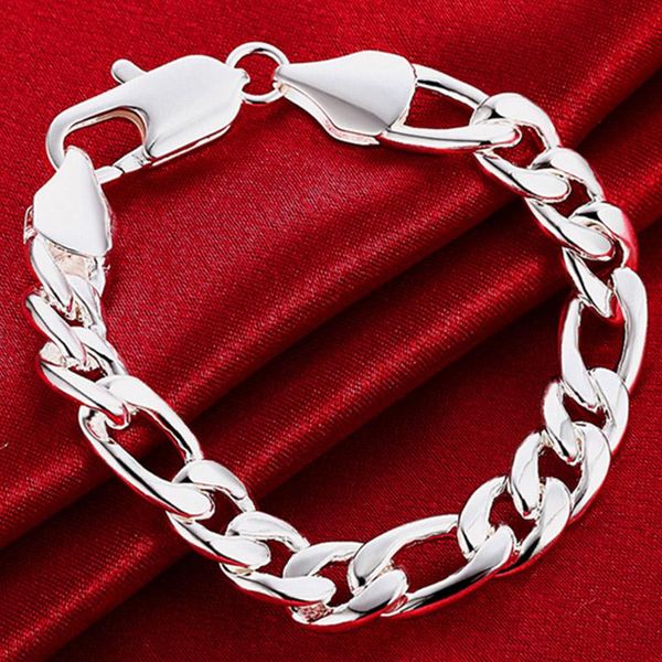 link, chain high-quality women men noble 925 stamp silver bracelets fashion jewelry gifts 10mm square nice bracelet, Black
link, chain high-quality women men noble 925 stamp silver bracelets fashion jewelry gifts 10mm square nice bracelet, Black